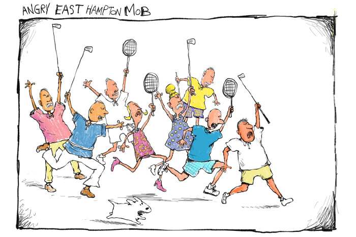 Angry East Hampton cartoon by Mickey Paraskevas