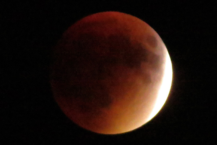 The blood moon shows itself during Sunday's eclipse