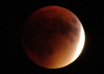 The blood moon shows itself during Sunday's eclipse