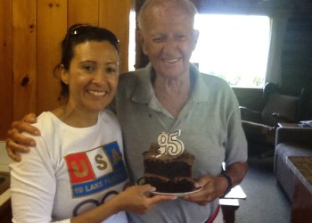 Awilda Penney and Tony Duke celebrate his 95th birthday