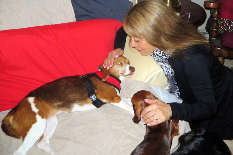 Barbara Anne Kirshner with Snuggles and her dachshund Melissa Tulip