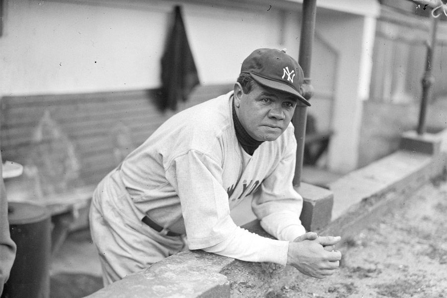Babe Ruth hits his first home run on May 6, 1915