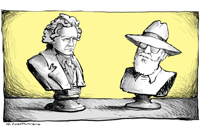 Beethoven and Dan cartoon by Mickey Paraskevas