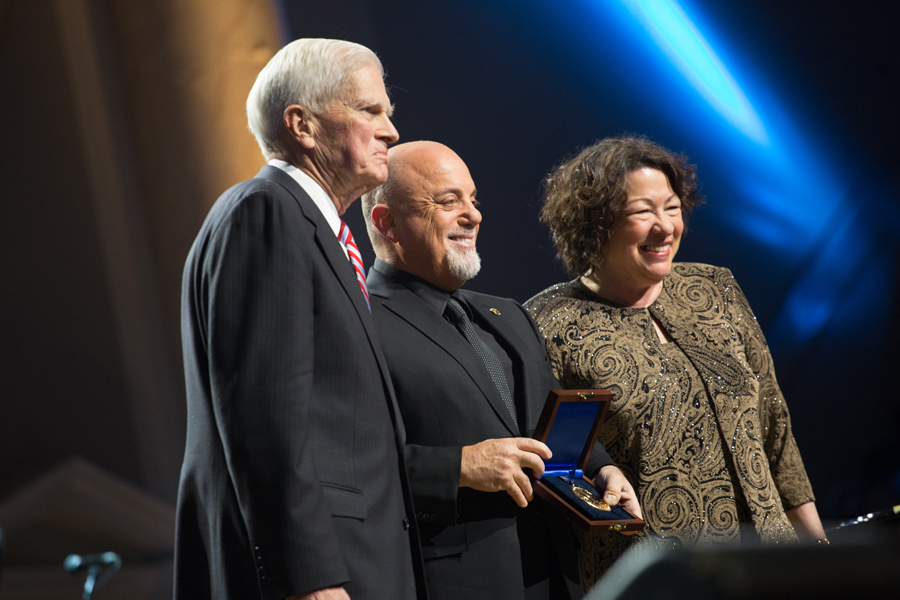 Billy Joel receives the Library of Congress Gershwin Prize for Popular Song from Dr. James H. Billington, the Librarian of Congress, and U.S. Supreme Court Justice Sonia Sotomayor at DAR Constitution Hall in Washington, DC.