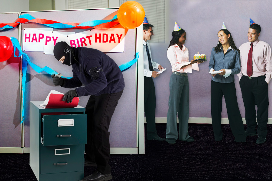 Rodney M. celebrates his birthday a little differently at the Hampton Subway office