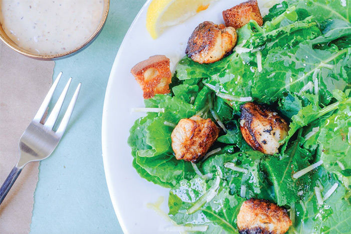 Blackened Monkfish Caesar Salad from Stephanie Villani's "The Fisherman's Wife" cookbook