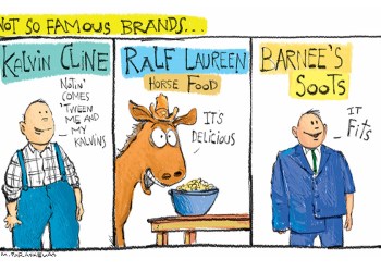 Brands cartoon by Mickey Paraskevas