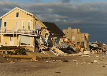 Devastated homes along the beach in Breezy Point, post Superstorm Sandy