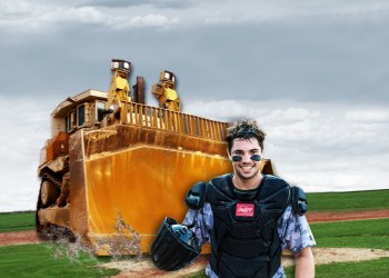 Bulldozed Baseball Catcher