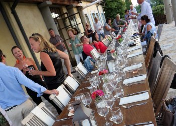 Wolffer wine club members enjoyed the very first taste of the 2012 Christian's Cuvée Merlot on Wednesday