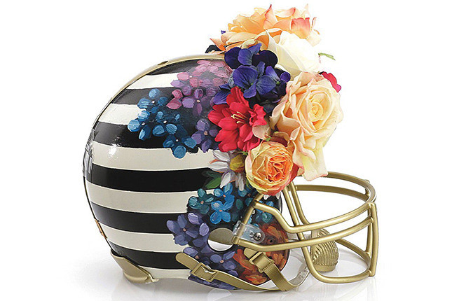 Nicole Miller's CFDA Designs foootball helmets