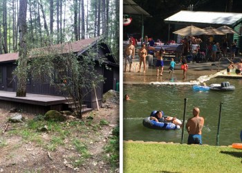 The vacation cabin and Anderson Creek swimming hole before 9/12/15