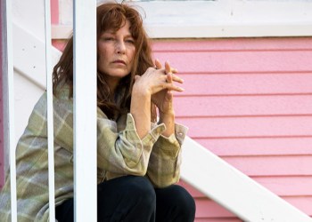 Actress Catherine Keener as Susette Kelo sitting on the porch in the film 