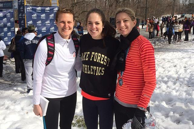 Kelly Laffey (RT) and friends are all smiles at the Central Park Half Marathon