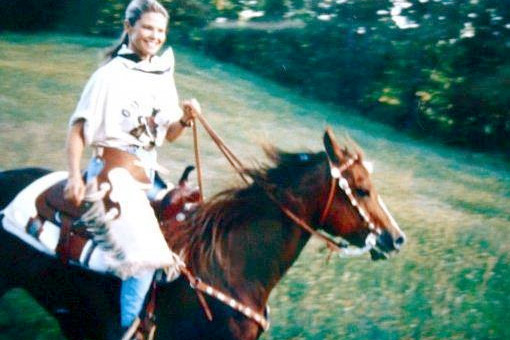 Christie Brinkley and her horse Goodbar Miss