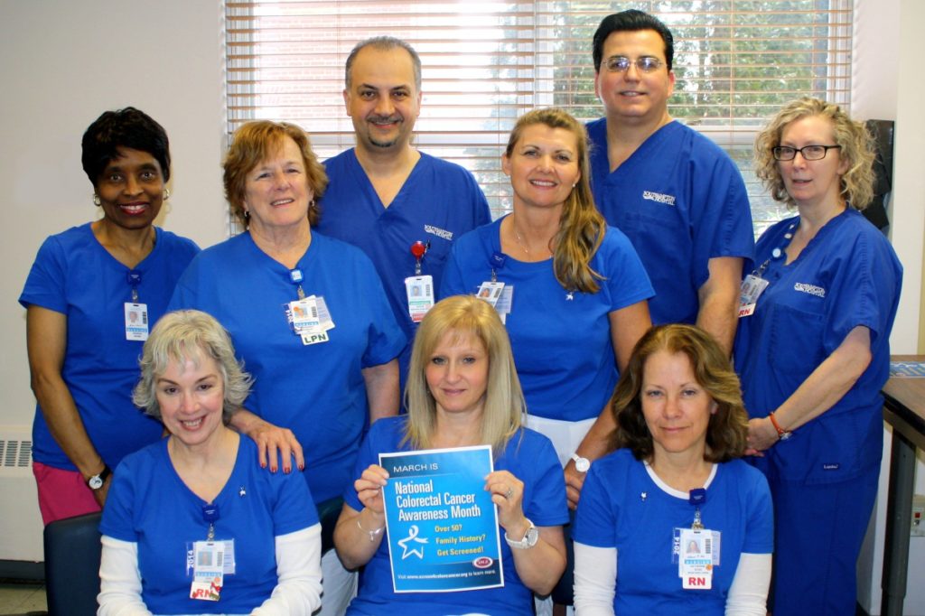 Southampton Hospital staffers dressed in blue for Colorectal Cancer Awareness Month