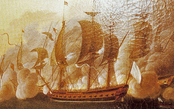 Hermione in the Naval battle of Louisbourg, by Auguste-Louis de Rossel de Cercy