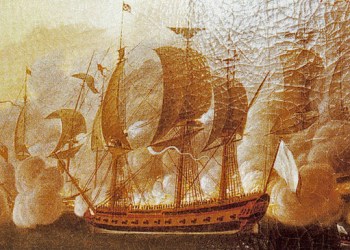 Hermione in the Naval battle of Louisbourg, by Auguste-Louis de Rossel de Cercy