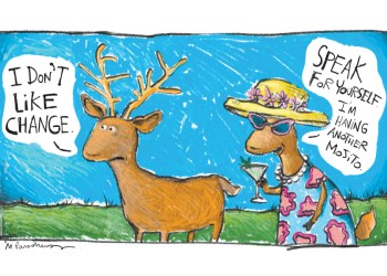 Hamptons culture war cartoon by Mickey Paraskevas