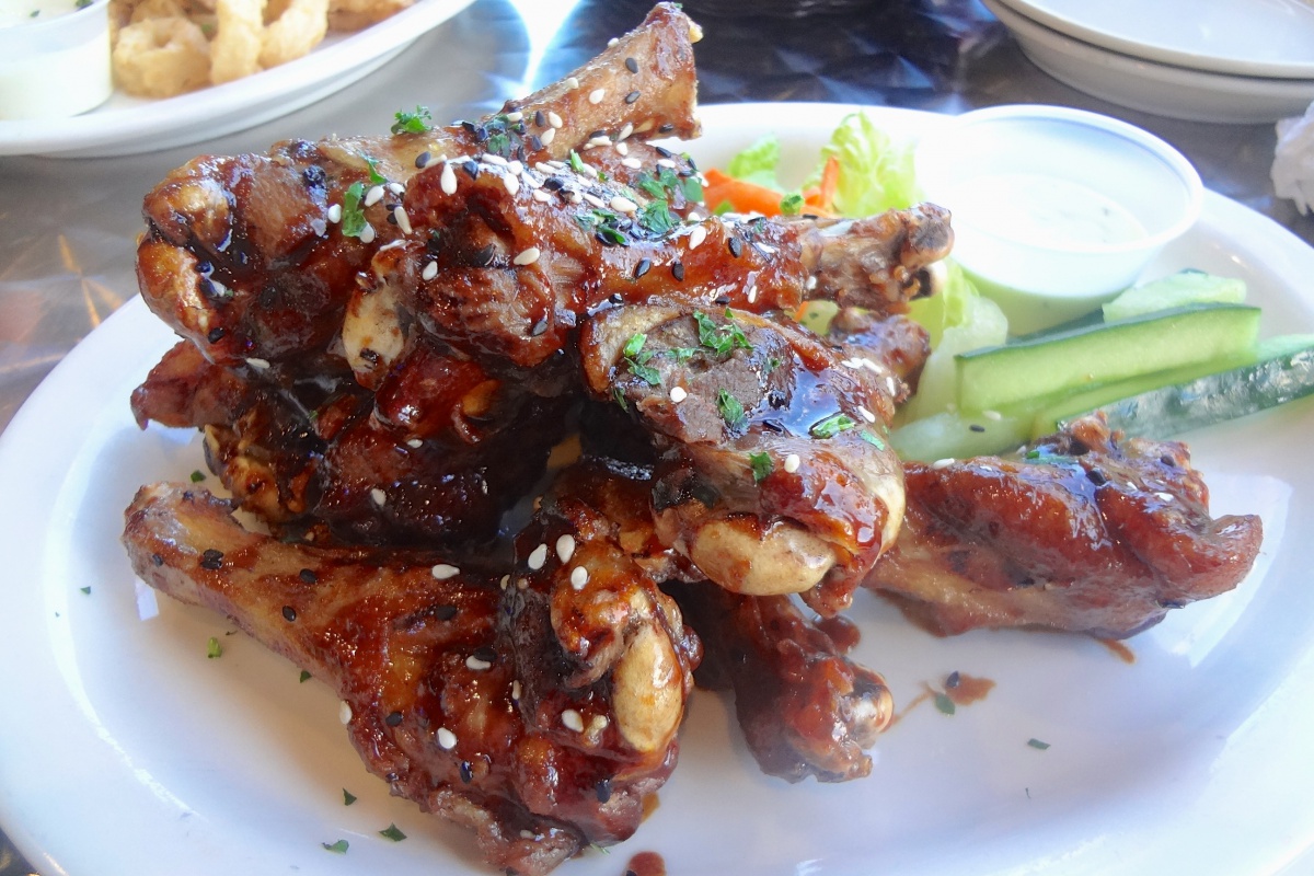 Asian-style duck wings at Joe's Garage & Grill.