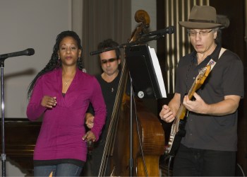 HooDoo Loungers Lead singer Dawnette Darden with Joe Lauro on bass, Michael Schiano on guitar for the LIVE Sessions at the Cafe noon time performance on Thursday at the Southampton Center for WPPB 88.3