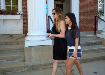 Khloé and Kourtney Kardashian leave Southampton Village Hall after their 4 p.m.