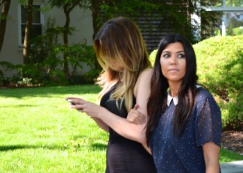 Kourtney Kardashian admires Jobs Lane in Southampton Village in the Hamptons.