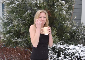Kelly Laffey trains for the Polar Bear Plunge by taking her lunch breaks outside—eating a mug full of Häagen-Dazs ice cream.