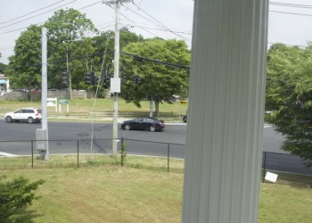 A view from the Nathaniel Rogers house of the site of the proposed Bridgehampton CVS.