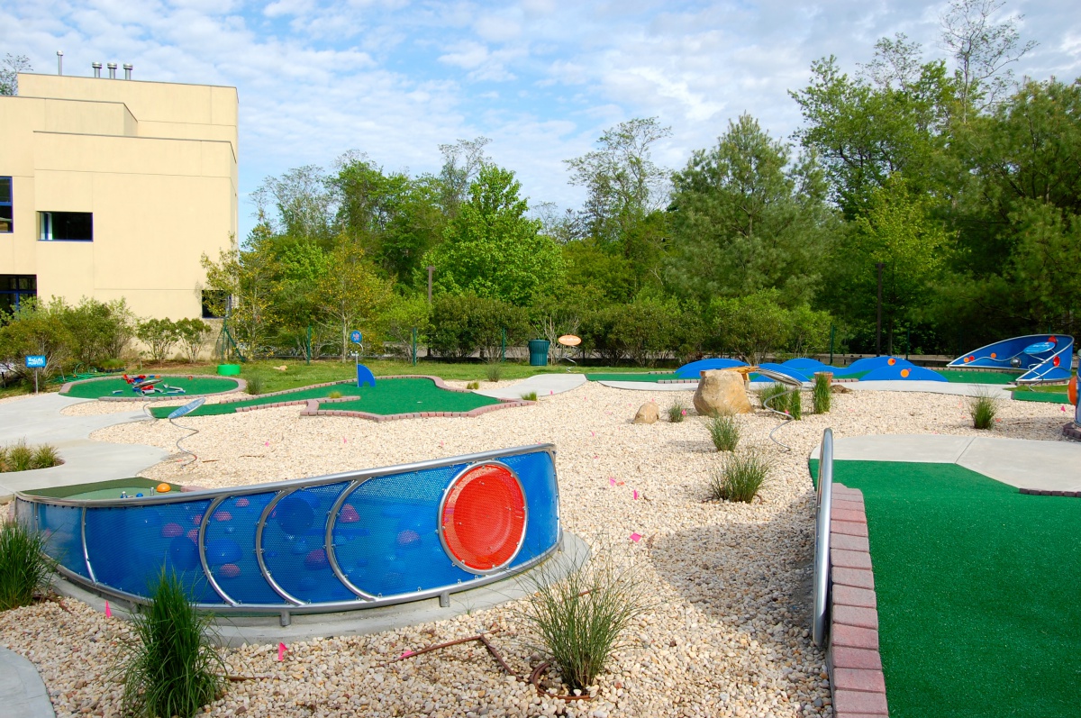 The new mini golf course at the Children's Museum of the East End in Bridgehampton teaches children concepts of physics.
