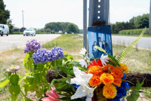 A memorial on Route 48 in Cutchogue for four women killed in a motor vehicle crash July 18.