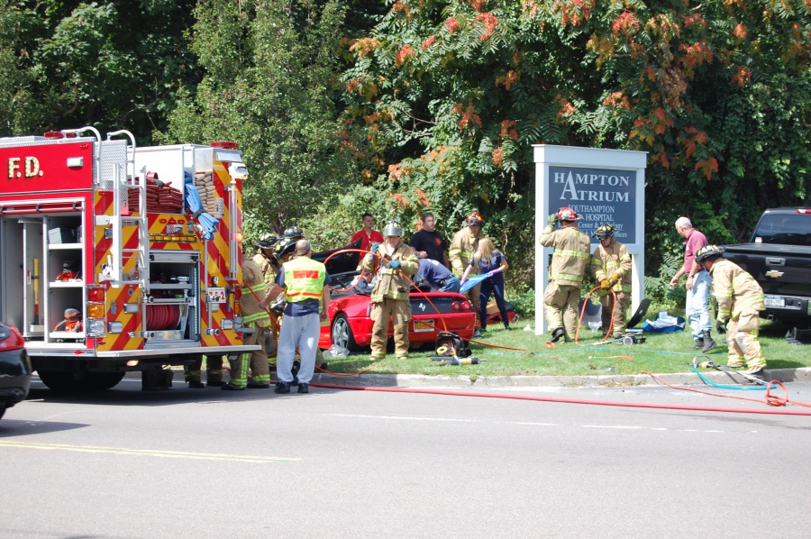 September 15 accident in Hampton Bays between a Ferrari and Chevrolet truck.