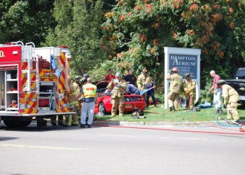 September 15 accident in Hampton Bays between a Ferrari and Chevrolet truck.