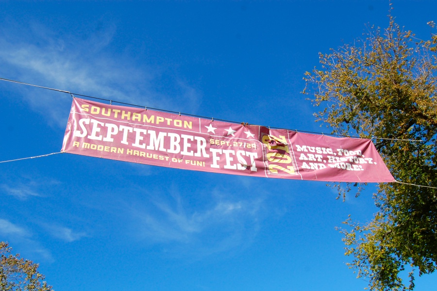 A Southampton SeptemberFest banner hangs over Main Street.