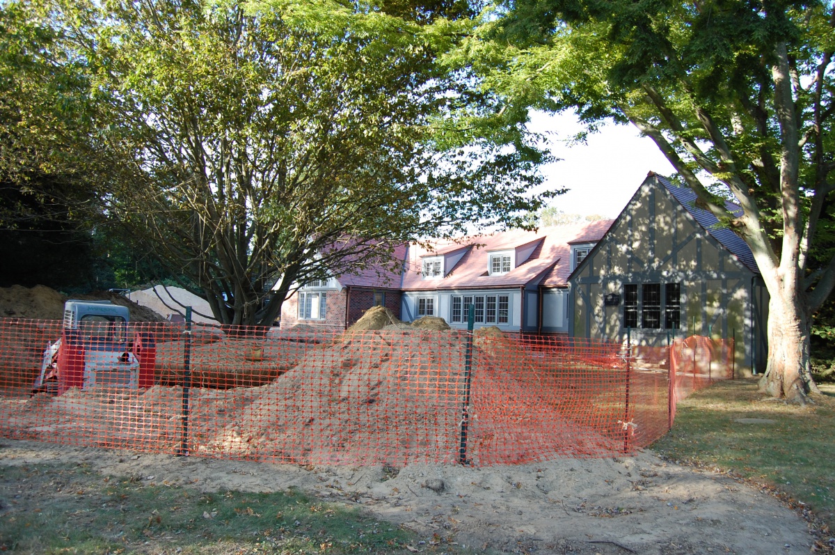 East Hampton Library addition construction.