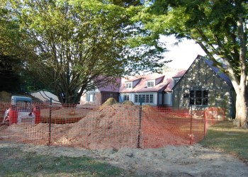 East Hampton Library addition construction.