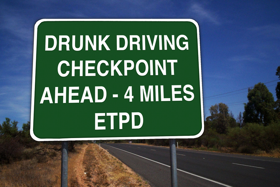 DWI checkpoint sign at night