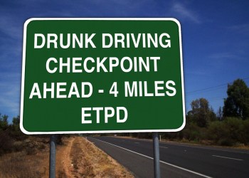 DWI checkpoint sign at night