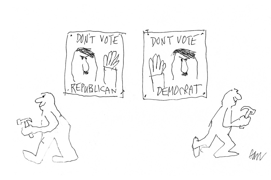 Hitler vote cartoon by Dan Rattiner