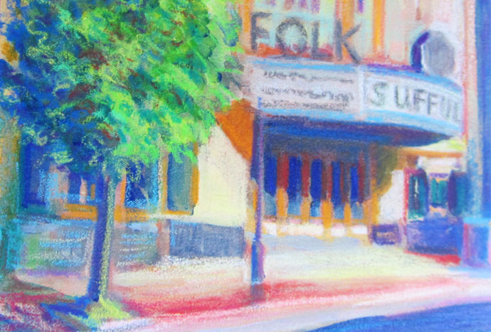 Dan's Papers cover artist David Kornrumpf's painting of Suffolk Theater (detail) for the September 16, 2016 issue