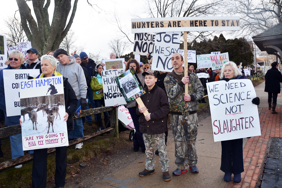 Protestors against the deer cull in East Hampton