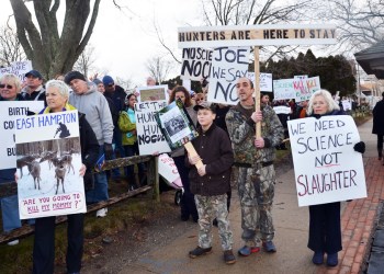 Protestors against the deer cull in East Hampton