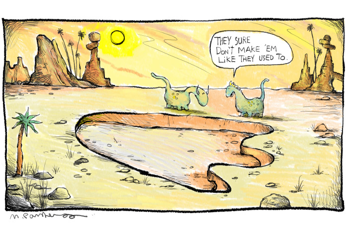 Dinosaur footprint cartoon by Mickey Paraskevas