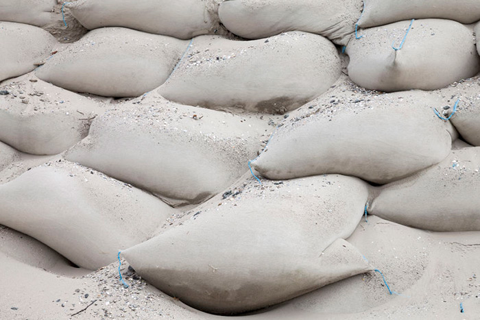 Sandbags on the beach