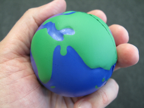 Earth Day hand holding earth