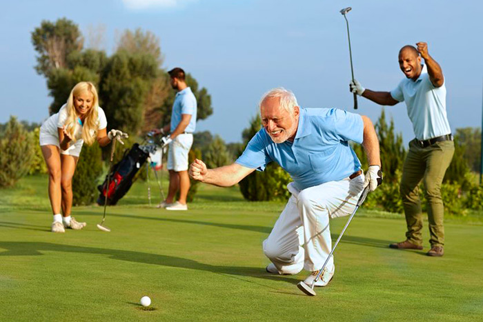 Elderly golfer retiree