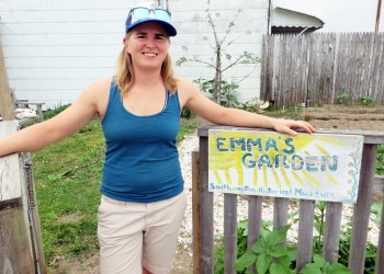 Emma Woodward in her Colonial Southampton garden