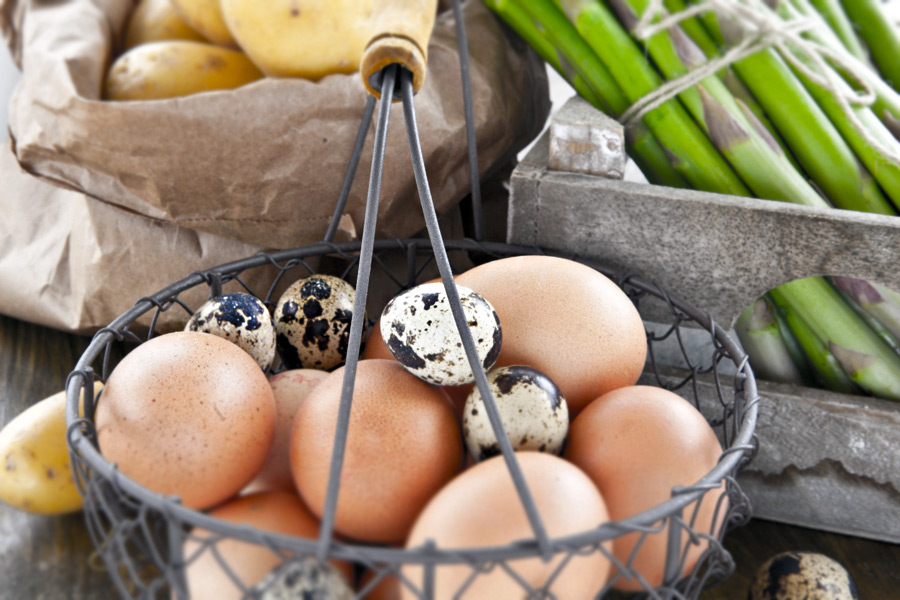 Farmers Market Spring eggs asparagus potatoes