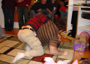 The Festivus feats of strength include wrestling the head of household to the ground.