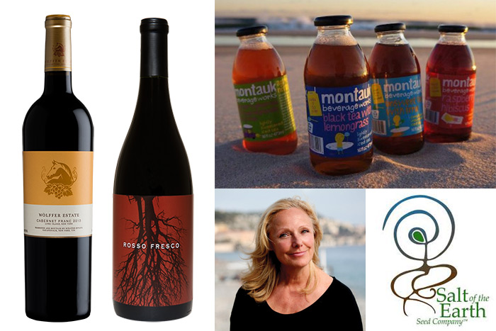 Wolffer Estate and Channing Daughters wines, Montauk Beverageworks iced teas, Hillary Davis and Salt of the Earth Seed Company are in the news this week